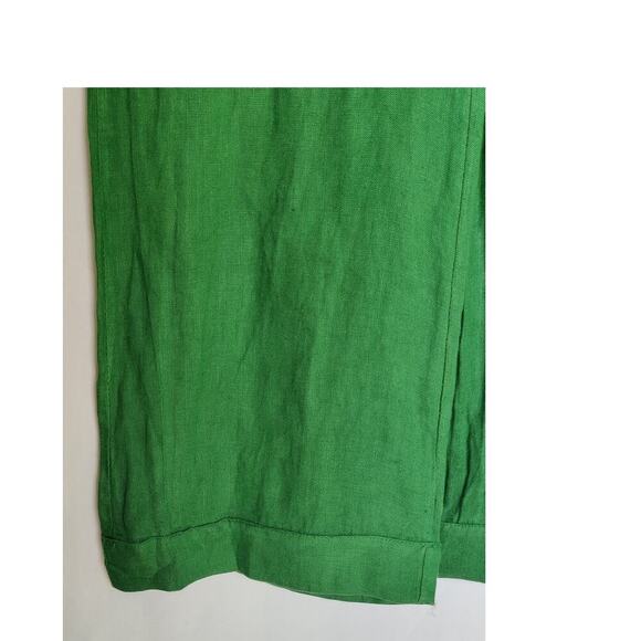 Italian Linen Maternity Pants Pockets Kelly Green Size M Elastic Waist - Picture 5 of 7
